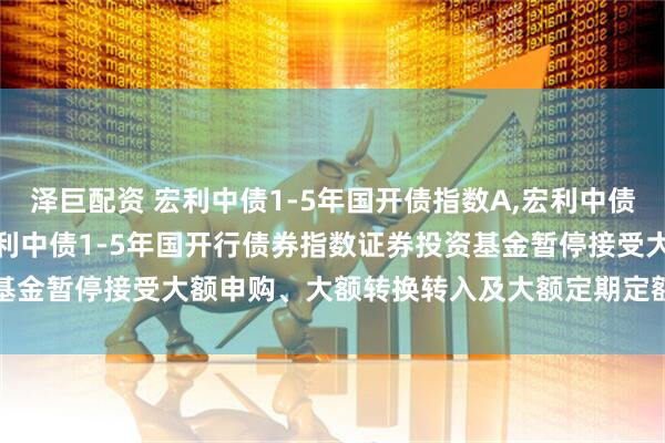 泽巨配资 宏利中债1-5年国开债指数A,宏利中债1-5年国开债指数C: 宏利中债1-5年国开行债券指数证券投资基金暂停接受大额申购、大额转换转入及大额定期定额投资业务的公告