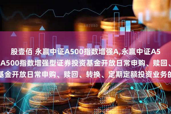 股壹佰 永赢中证A500指数增强A,永赢中证A500指数增强C: 永赢中证A500指数增强型证券投资基金开放日常申购、赎回、转换、定期定额投资业务的公告
