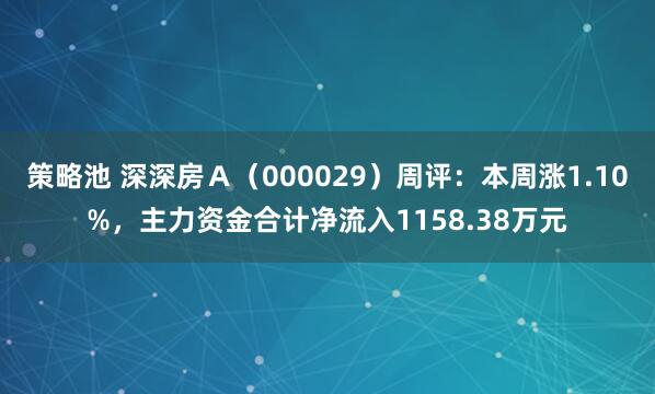 策略池 深深房Ａ（000029）周评：本周涨1.10%，主力资金合计净流入1158.38万元